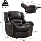 CANMOV Leather Recliner Chair, Classic and Traditional Manual Recliner Chair - Image 2