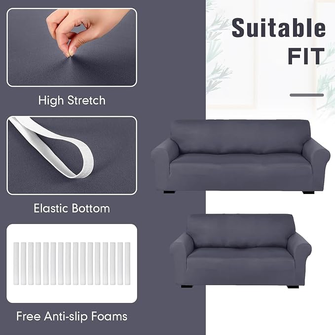 Peryiter 2 Pcs Sofa Covers Couch and Loveseat Covers Set Stretch Sofa Slipcover - Image 4