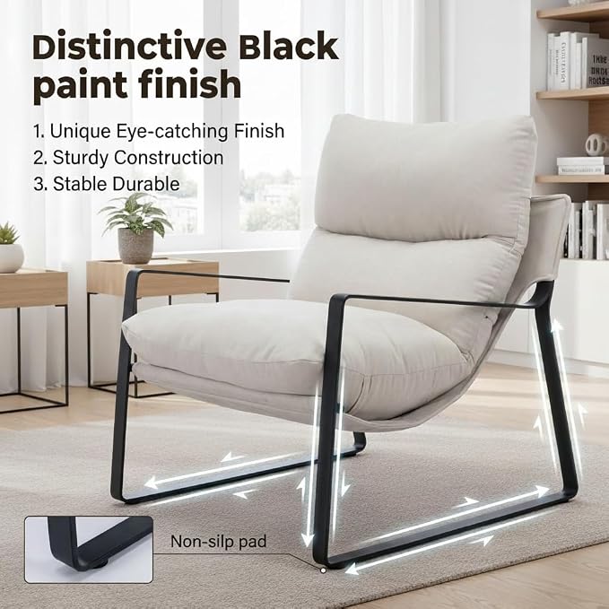 LukeAlon Modern Linen Accent Armchair, Upholstered Soft Living Room Chair - Image 9