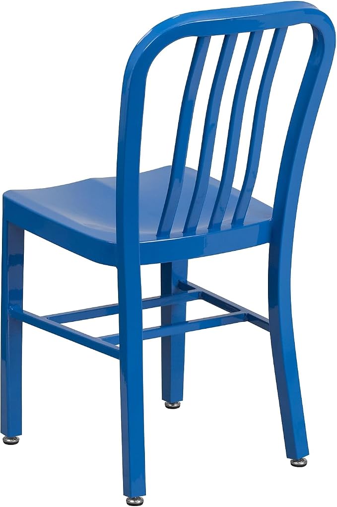 Flash Furniture Commercial Grade Blue Metal Indoor-Outdoor Chair - Image 5
