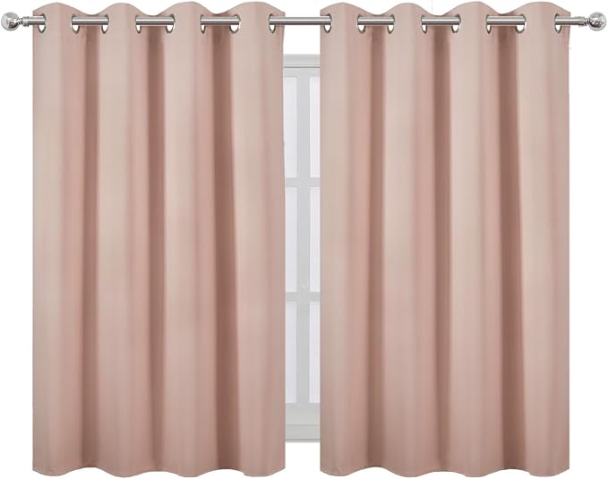Blush Thermal Blackout Curtains/52 x 45 Inch/Set of 2 Panels Room Darkening - Image 2