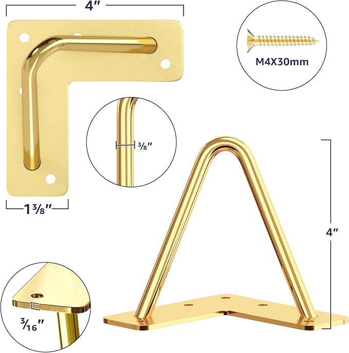 SMARTSTANDARD 4 Inch Hairpin Furniture Legs, 3/8'' Rods Metal Home DIY Projects - Image 2