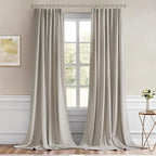 MIULEE Natural Back Tab Blackout Curtains 52x96 Inch Long 2 Panels Set | Rod - Image 9