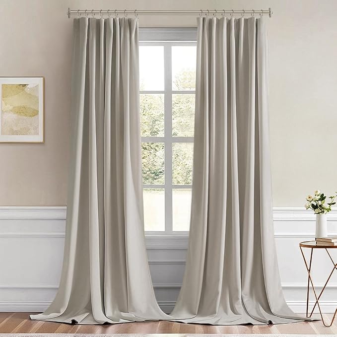 MIULEE Natural Back Tab Blackout Curtains 52x120 Inch Long 2 Panels Set | Rod - Image 9