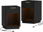 Akxomel Fluted Nightstands Set of 2, Wooden Night Stand - Image 7