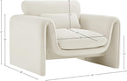 Meridian Furniture 199Cream-C Sloan Collection Modern | Contemporary Velvet - Image 3