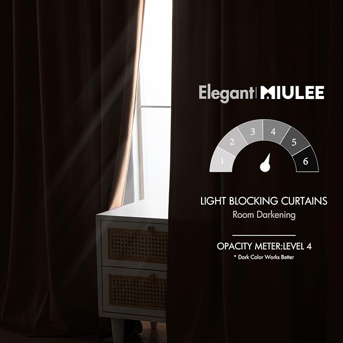 MIULEE Blush Beige Velvet Curtains 52x96 inches Luxury Blackout Curtains | - Image 5