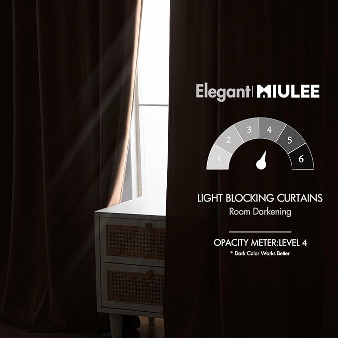 MIULEE Blush Beige Velvet Curtains 52x108 inches Luxury Blackout Curtains | - Image 5
