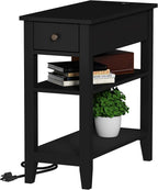 ChooChoo Narrow End Table with Charging Station, Side Table Living Room with by ChooChoo