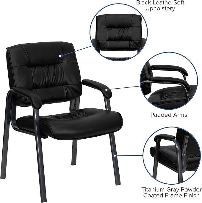 Flash Furniture Haeger Black LeatherSoft Executive Side Reception Chair - Image 4