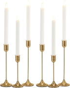 Brass Gold Candlestick Holders, Metal Taper Candle Holders Set of 6, Vintage by Batoslee