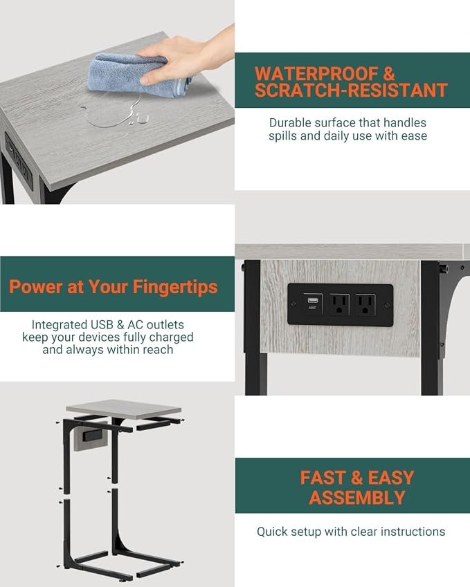 C-Shaped Side Table for Couch - Image 3