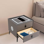 Smart Nightstand w/Fingerprint Lock Drawers, Smart Bedside Table w/USB Charging - Image 2