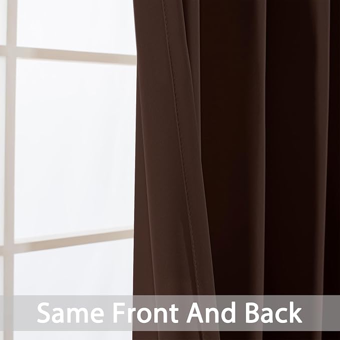 Yakamok Room Darkening Curtains 52x72 inch Long Chocolate Brown-Living Room | 2 - Image 3