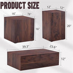 Coffee Table Set for 3, Modern Living Room Table Set, Wood Center Table Set - Image 2