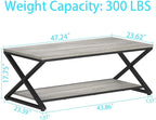 HSH Coffee Table with Storage, Farmhouse Grey Living Room Center Table - Image 2