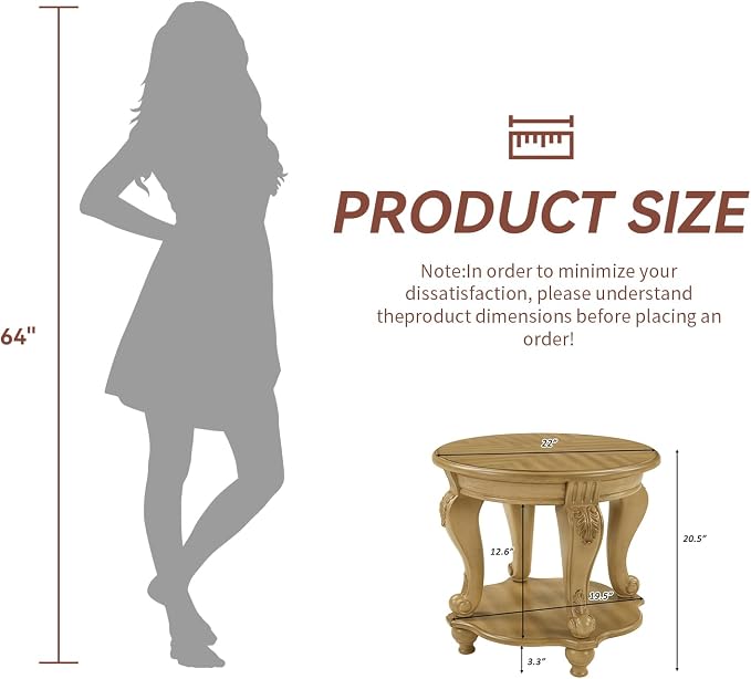 LKTART Round End Tables for Living Room, Vintage Side Table for Small Spaces - Image 3