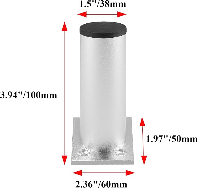Set of 4 Furniture Legs 4 Inch, Adjustable Aluminum Alloy Cabinet Legs - Image 3