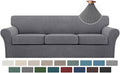 Turquoize 4 Piece Sofa Covers for 3 Cushion Couch Sofa Slipcover Soft Couch by Turquoize