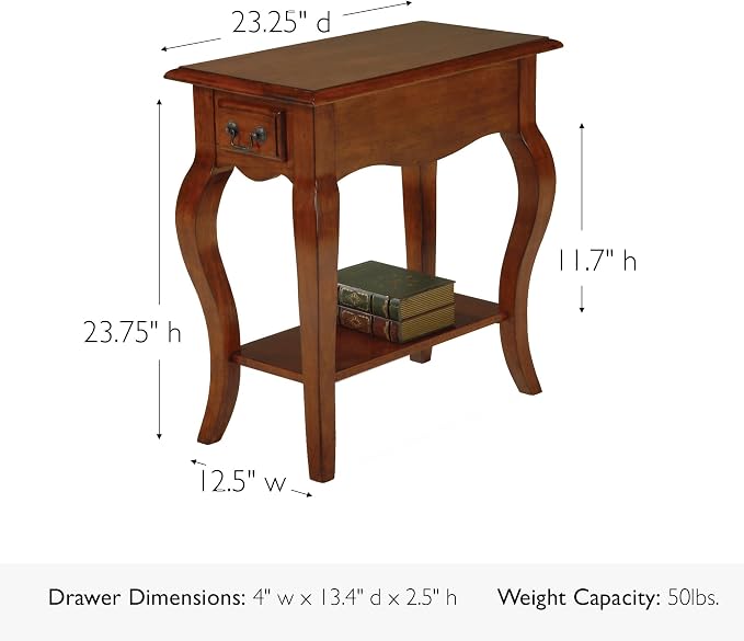 Leick Home 9018-BR One Drawer French Cabriole Leg Side Table - Image 2