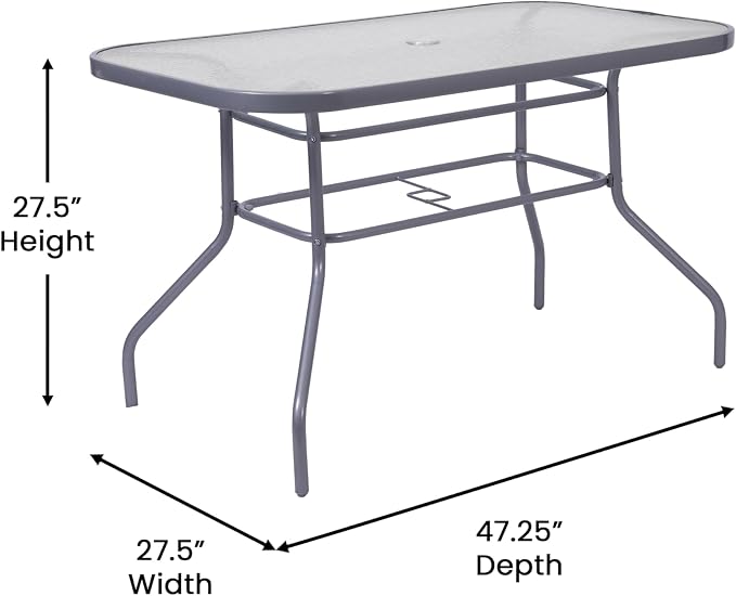 Flash Furniture Tory Rectangle Patio Table - Image 3
