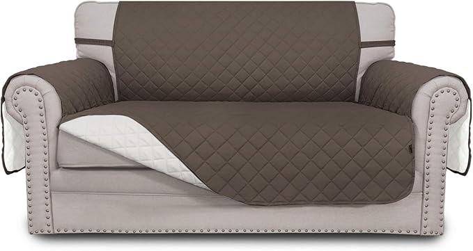 Easy-Going Reversible Couch Cover, 2 Cushion Sofa, Taupe/Ivory | Machine by Easy-Going