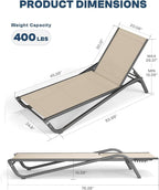 Set of 2 Patio Chaise Lounge Chairs, All-Weather Aluminum Pool Loungers - Image 2