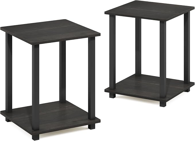 Furinno SIMPLISTIC Side Table Set of 2, 2-Tier Square Modern End Table - Image 6