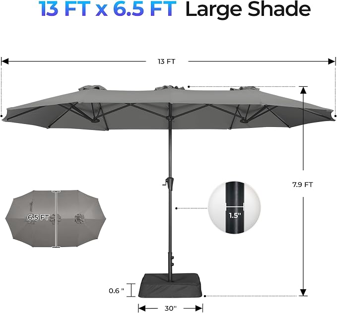 SUPERJARE 13FT Outdoor Patio Umbrella - Image 8