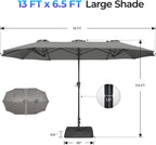 SUPERJARE 13FT Outdoor Patio Umbrella - Image 8