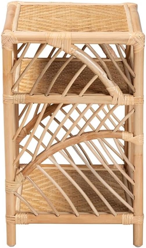 Baxton Studio Baara Modern Bohemian Natural Brown Rattan Nightstand - Image 5