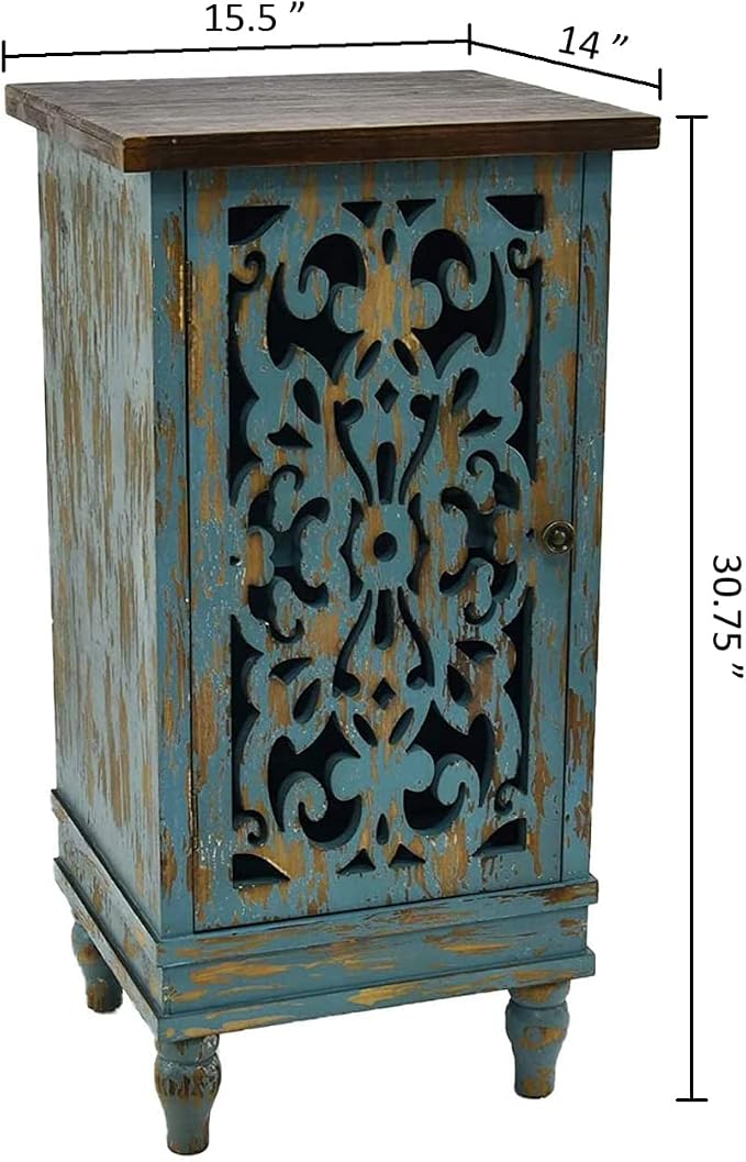 eHemco Distressed Blue Accent End Table - Image 2