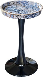 Gesodant Boho Chic Round Side Table, Stable Hourglass Pedestal Base, Unique by Gesodant+