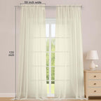 Cream Sheer Curtains 120 Inches Long 2 Panels Set, Airy Lightweight Sheer Cream - Image 2