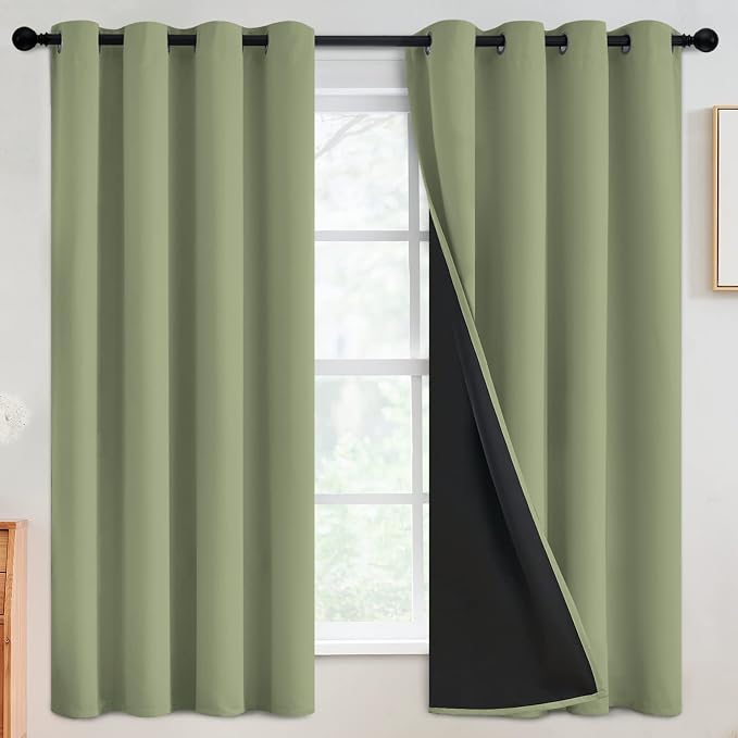 SimpleHome Sage 100% Blackout Curtains Room Darkening Living Room 63 Inch | by SimpleHome
