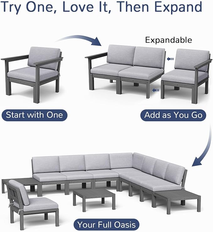 Stoog 11-Piece Patio Conversation Set, 9-Seats U-Shaped Modular Patio Sofa Set - Image 3