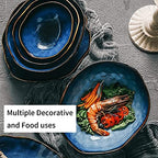 6 Inch Ceramic Decorative Bowl, Blue Reactive Glaze Key Tray - Image 6