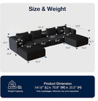 Avenco 141” U-Shaped Modular Sectional Couch Sofa - Image 2
