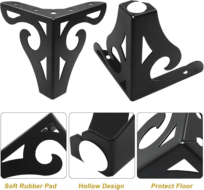 Piutouyar 4 Inch Hollow Out Furniture Legs Set of 4, Modern Triangle Couch Feet - Image 4