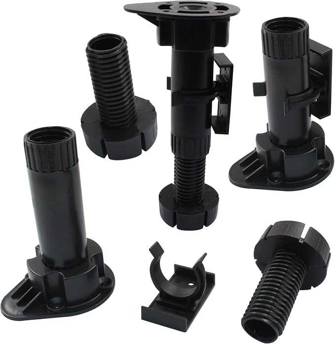 Jiozermi 4 Pack Black Plastic Cabinet Legs, Adjustable Furniture Feet - Image 3