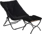 Tiita Folded Chair with Ottoman, Soft Faux Fur Oversized Folding Accent Chair by TiitaHome