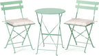 VINGLI Outdoor Folding Bistro Table and Chairs Set of 2, 3-Piece Bistro Set by VINGLI