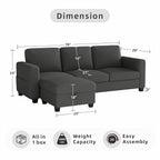 78" Sectional Sofa Couches for Living Room, Dark Grey Convertible L Shaped Couch - Image 2