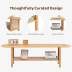 HollyHOME Bamboo TV Stand with Storage - Image 4
