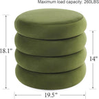 Flouki 19.5" Storage Ottoman Round, Vanity Stools - Image 2