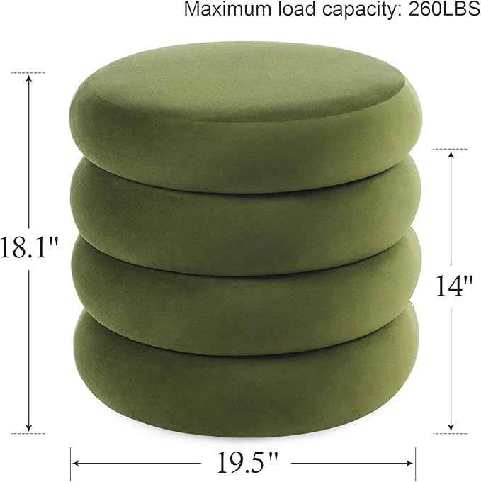 Flouki 19.5" Storage Ottoman Round, Vanity Stools - Image 2