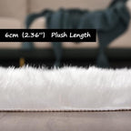 Goolela White Fluffy Fuzzy Rug 3x5 Faux Fur Sheepskin Rug - Image 3