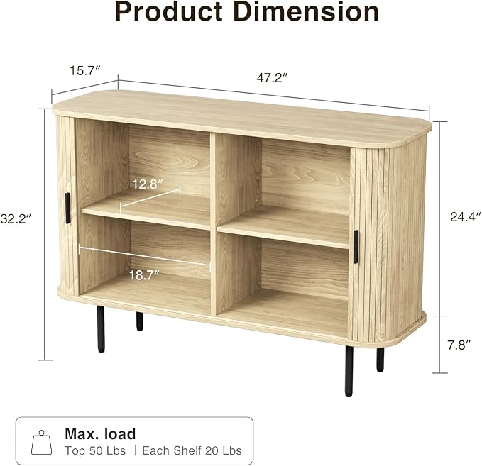 47''W x 32''H Buffet Sideboard Cabinet - Image 2