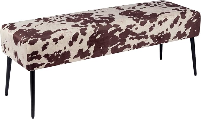 DUHOME Velvet Bench Ottoman, Upholstered Bedroom Benches Cow Print End of Bed by DuhomeElegantLifestyle