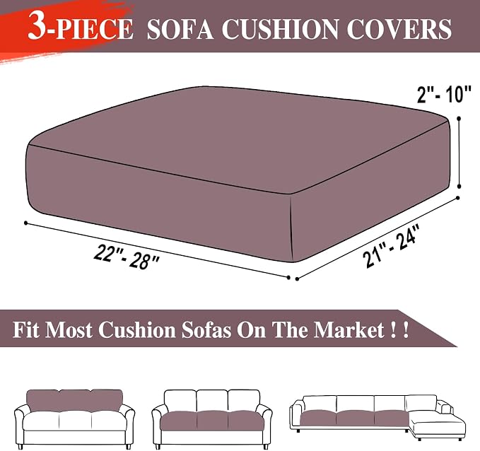 LA MEACK Couch Cushion Covers Seat Cushion Cover Stretch Couch Cover Separate - Image 6